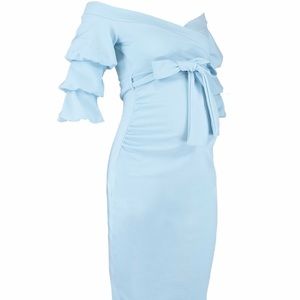 Boohoo Baby Blue Maternity Dress